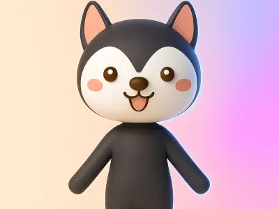 Cartoon Wolf character 3d  Low-poly 3D model