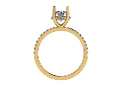 Solitaire ring with under halo Diamond on shank 3D print model