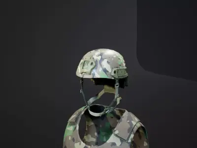 ATX Ops Helmet Low-poly model - UE4 Camo System - VR Low-poly 3D model