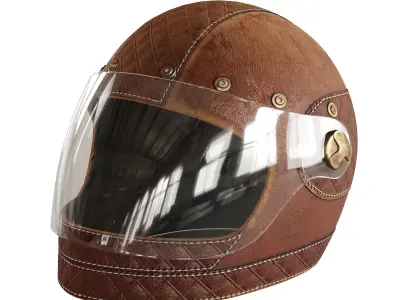 Leather moto helmet 3 3D model