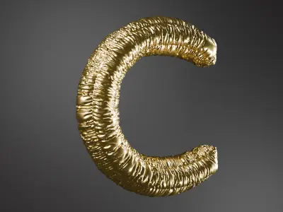 Realistic 3D Model OF Balloon C Alphabet in Gold 3D model