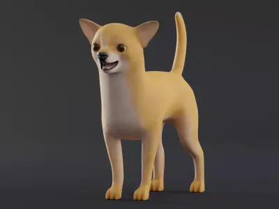 Dog Chihuahua Low Poly Model Game AR VR Low-poly 3D model