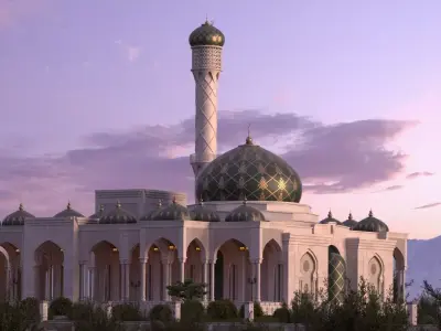 mosque at dusk 3D model