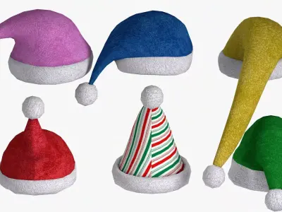Stylized Santa and Holiday Hat Pack Low-poly 3D model
