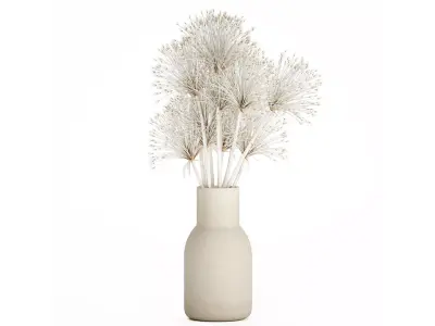 Bouquet Dried Flowers White Branches Hogweed Vase 553 3D model