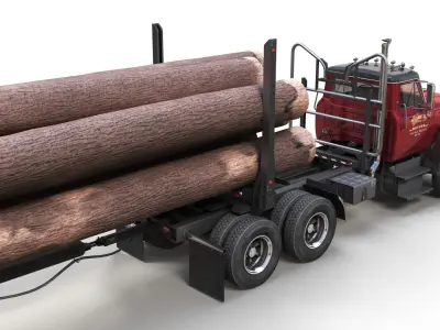 International Fleetstar log truck Low-poly 3D model