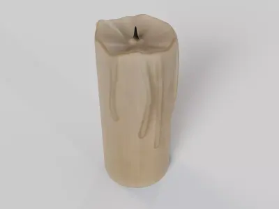 Melted Candle with Drips and Burnt Wick 3D model