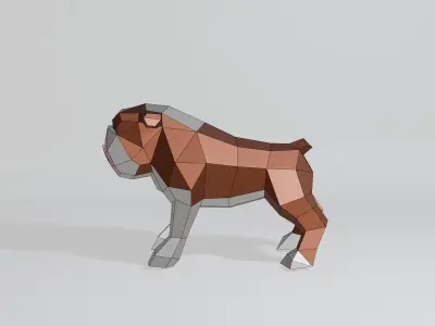 Polygonal Bulldog Low-poly 3D model