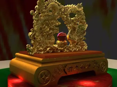 Chinese dragon and Phoenix 3D model