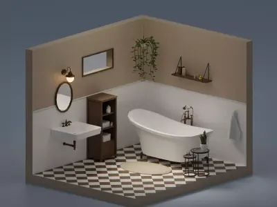 Bathroom bronze faucet Low-poly 3D model