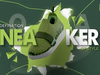 Sneakers Low Green High Detail Model 3D model