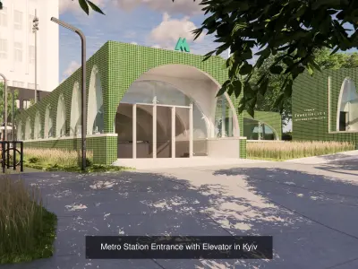 Three Subway Station Entrances with Elevator in Kyiv 3D Model Collection