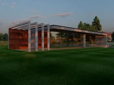 Concrete and Corten Villa Free 3D model