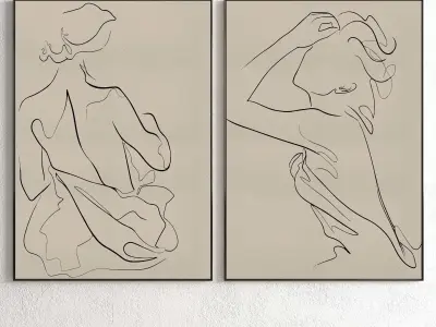 Plaster Two Photo Frame 141 Low-poly 3D model