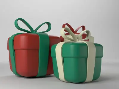 Low poly - Cute Gift Box Low-poly 3D model