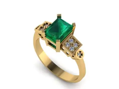 Emerald Diamond Ring Jewellery for Women 3D print model