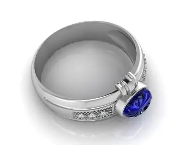 Ring M150 Mens luxury ring with gem 3D print model