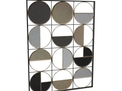 Half Circle 40 High Multi Color Metal Wall Art PBR 3D model