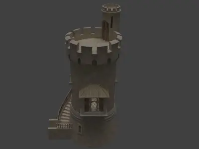 Castle with stairs Low-poly 3D model