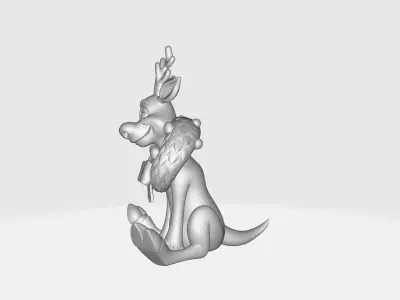 Christmas Reindeer Festive Holiday Decor with Wreath and Bow 3D print model