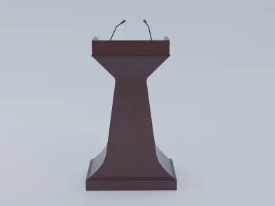 Pulpit Low-Poly wooden podium with two microphones Low-poly 3D model