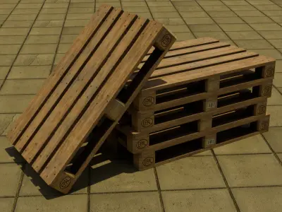 Barrels and Pallet Stylized Industial Pack Game-Ready  Low-poly 3D model