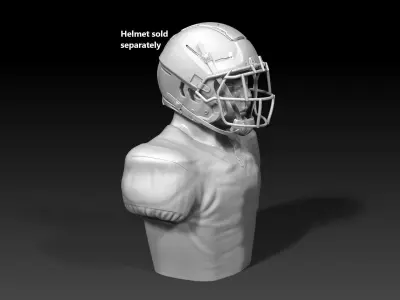Long NFL Football Helmet Stand with Face 3D print model