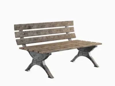 Stylized Outdoor Bench 01 Low-poly 3D model