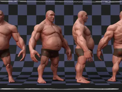 Combo Body Male and Female Fat Stylized 3D Model Collection