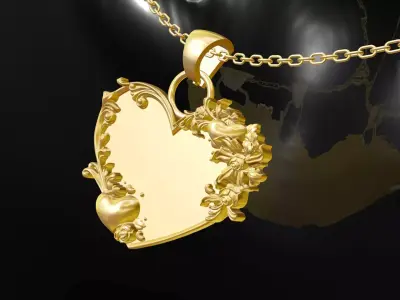 Heart Gold Pendant Jewelry 3D print model