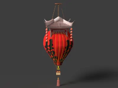 Chinese palace lantern   Low-poly 3D model