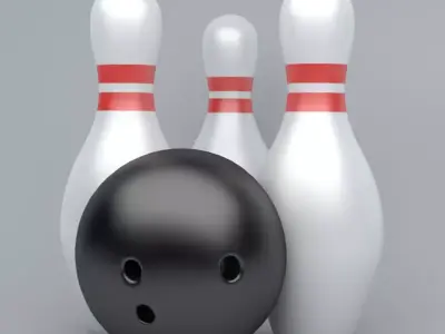 Bowling ball and pins Low-poly 3D model