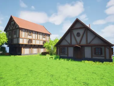 Stylized Modular House  Low-poly 3D model