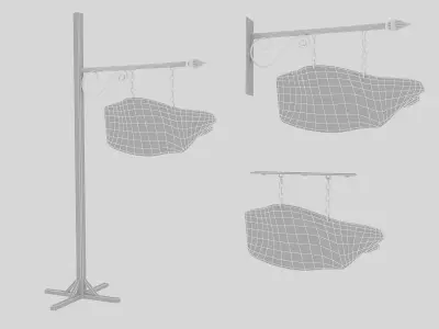 old wooden exit sign 02 Low-poly 3D model