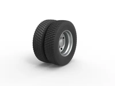 Rear double wheel of Pulling Semi truck Scale 1 to 25 3D print model
