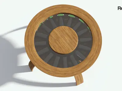 Round Glass Coffee Table with Bottles 3D model