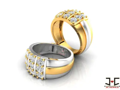 0234 - Luxurious Gold Gents Ring with Diamond - JCADHub 3D print model