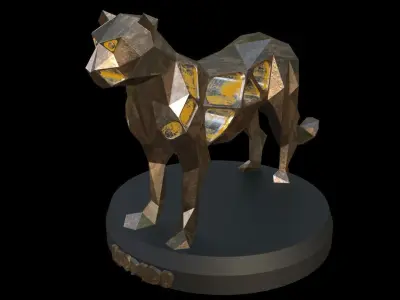 Steampunk Leopard Low-poly 3D model