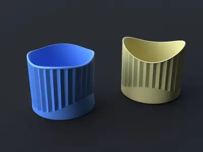 Flower Pot Set 3D Printing Model - Set of 8 pcs 3D print model 3D print model