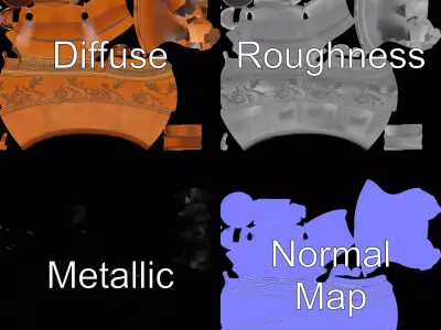 Elegant Terracotta Amphora model pack Low-poly 3D model