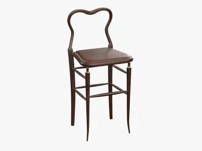 High Chair Clerks Chair No 9 Dark Wooden Oak Version 3D model