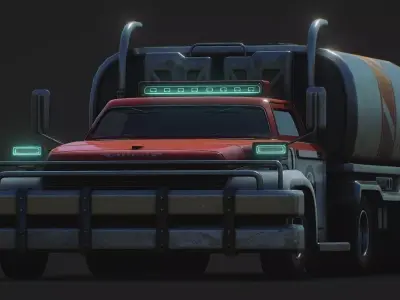 Heavy Duty Tank Fuel Truck Low-poly 3D model