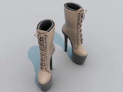 Platform High Heel Shoes For Pole Dancer 3D model