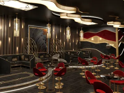 Luxury nightclub bar interior design 3D model