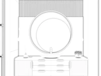 Marble and Wood WC with Copper Details 3D model