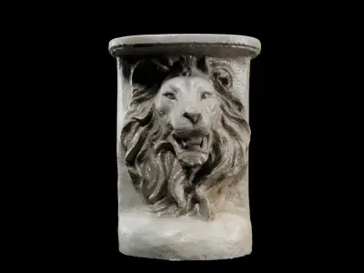 Scanned Lion Head Pedestal Free 3D model