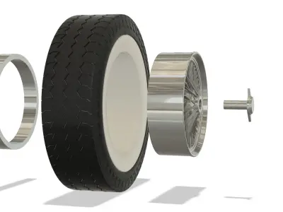 Wire spoke wheel with white wall tire 3D print model