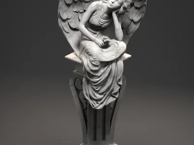 Resting Grace Sitting Angel Statue 3D print model