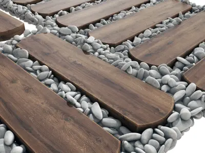 Paving wood board pebble 3D model