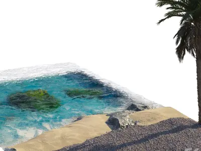 Ocean island with palm tree Free low-poly 3D model